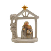 Figura de nacimiento navideña con palmas blancas y estrella dorada – 10 cm